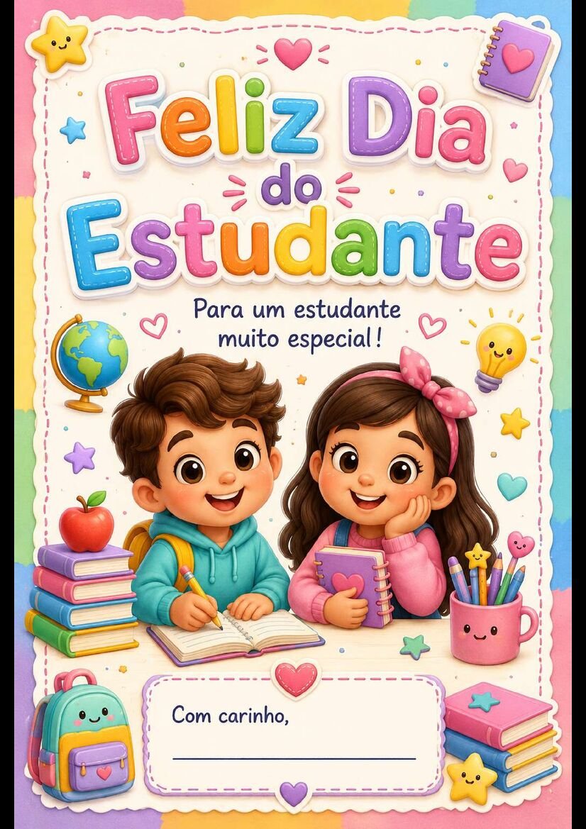 Cartões para dia do estudante engraçados e fofos material para aula página 20